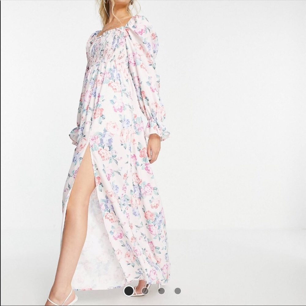 In The Style x Elle Darby Shirred Maxi Dress